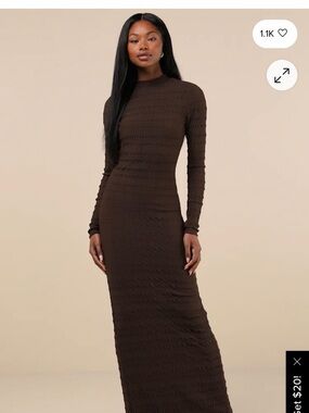 Lulu's Chocolate Brown Long Sleeve Maxi Dress